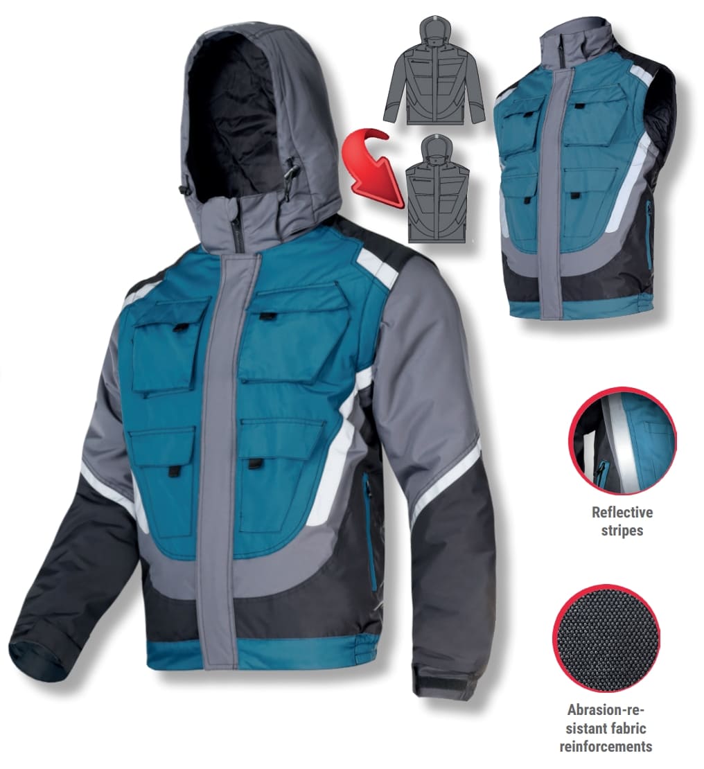 LahtiPro Jacka Vadderad Vinterjacka Svart-Grå-Turkos, CE, LAHTI (Storlek : 2XL)