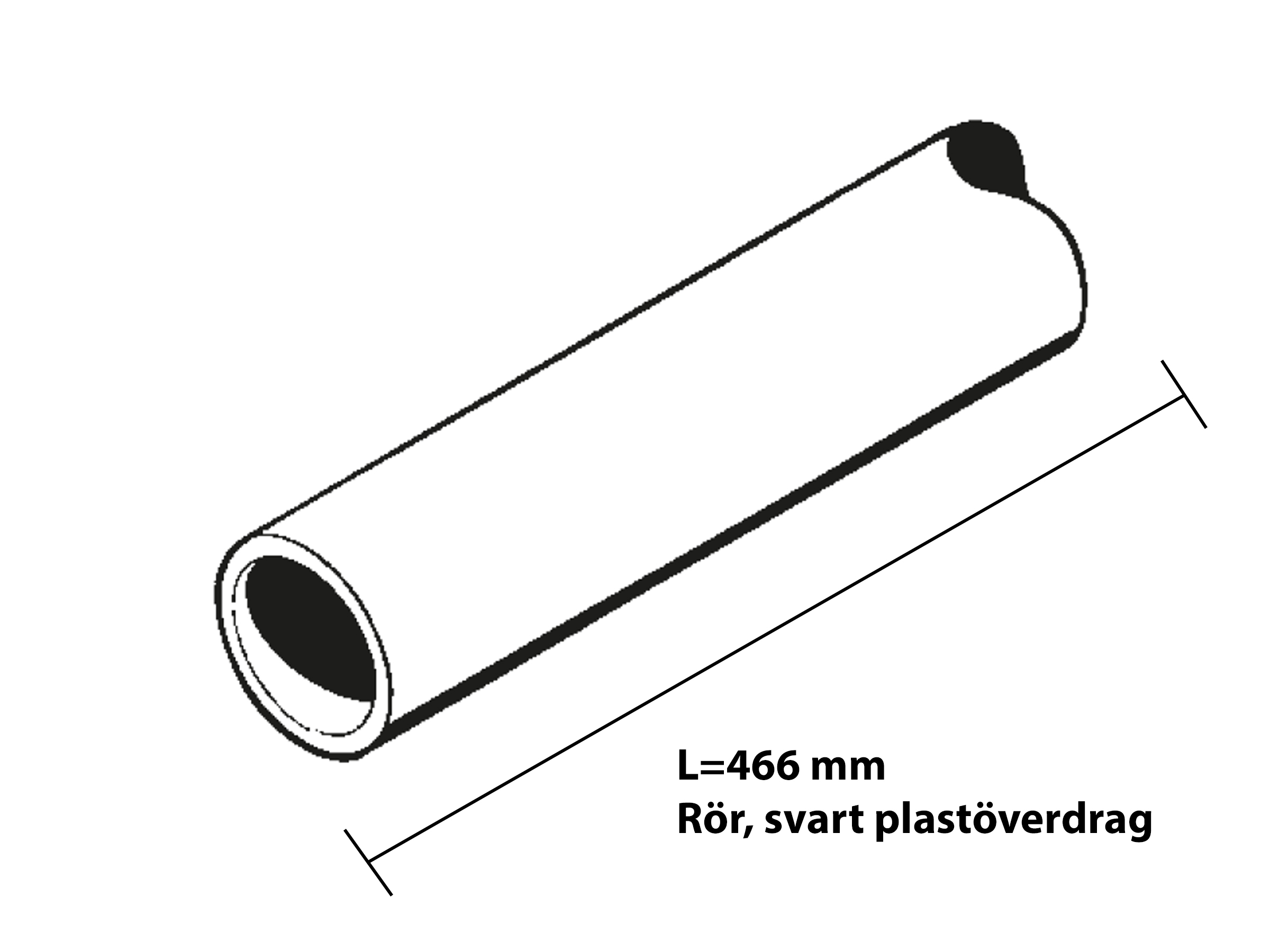 Rör svart L=466 mm - 3