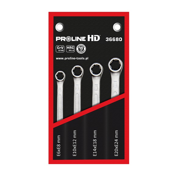 PROLINE TOOLS HD Ringnyckelsats TORX E6-E24, 4 Delar, PROLINE HD