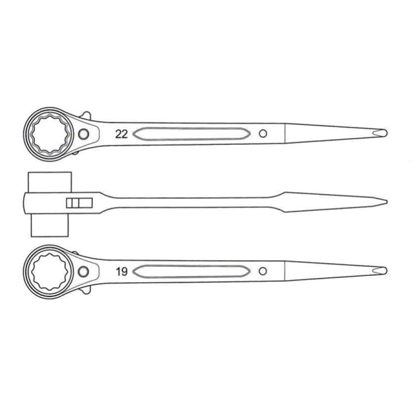 PROLINE TOOLS Ställningsnyckel med spärr 19 x 22 mm, Proline - 3