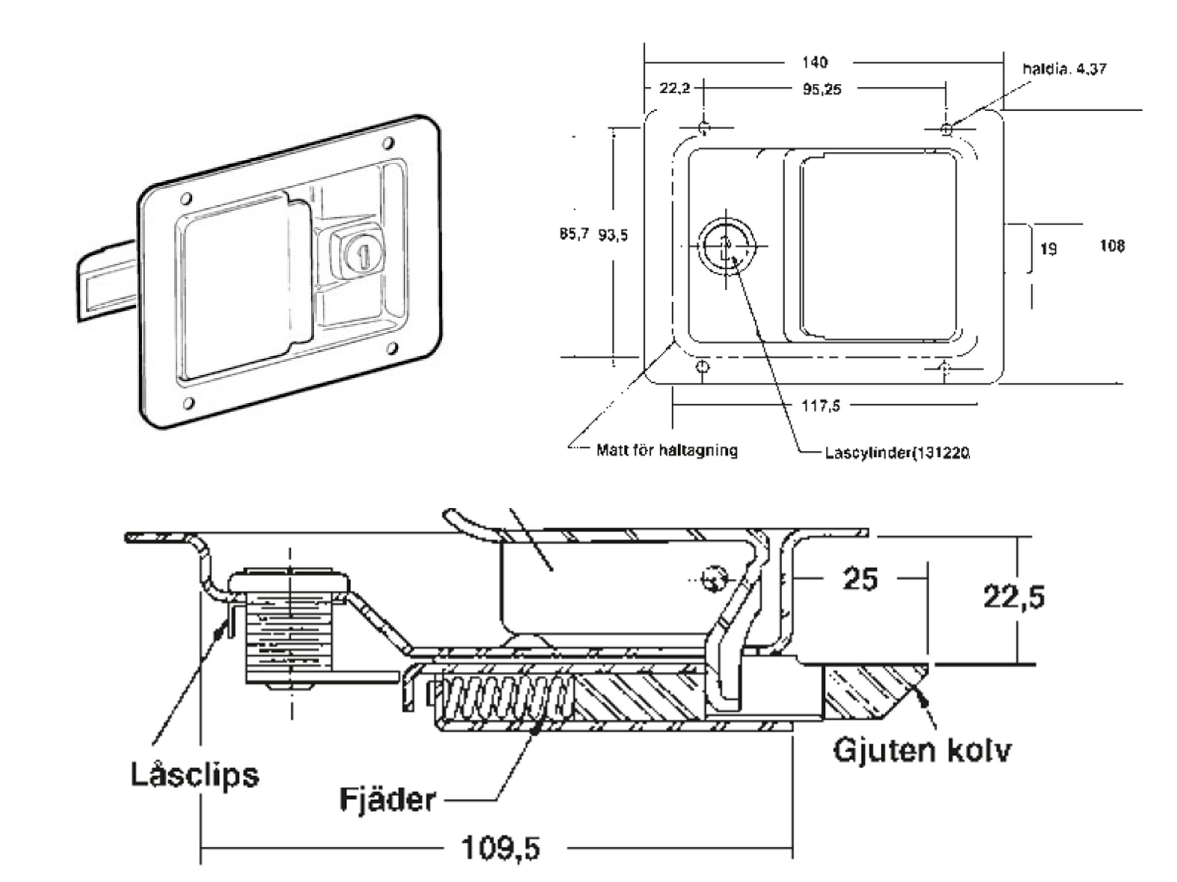 Klafflås rfs m.låsning140x108 mm - 4