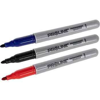 PROLINE TOOLS Permanent Märkpenna Bullet 3-pack Svart/Blå/Röd, Proline