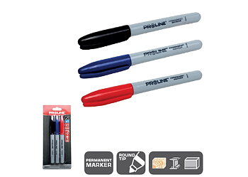 PROLINE TOOLS Permanent Märkpenna Bullet 3-pack Svart/Blå/Röd, Proline