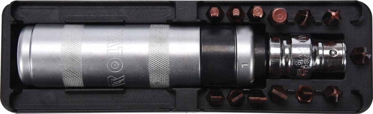 Yato Kraftbits med magnetiskt handtag 160 mm, sats 15 delar i metallbox - 6