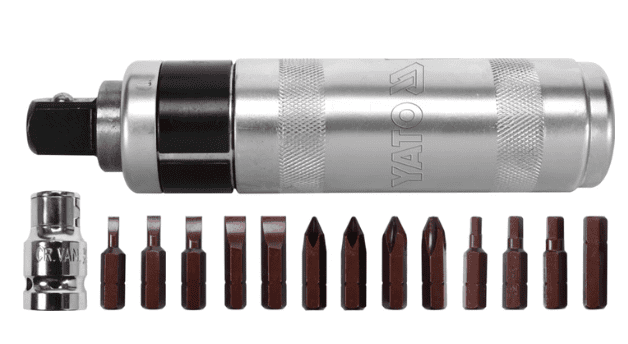 Yato Kraftbits med magnetiskt handtag 160 mm, sats 15 delar i metallbox