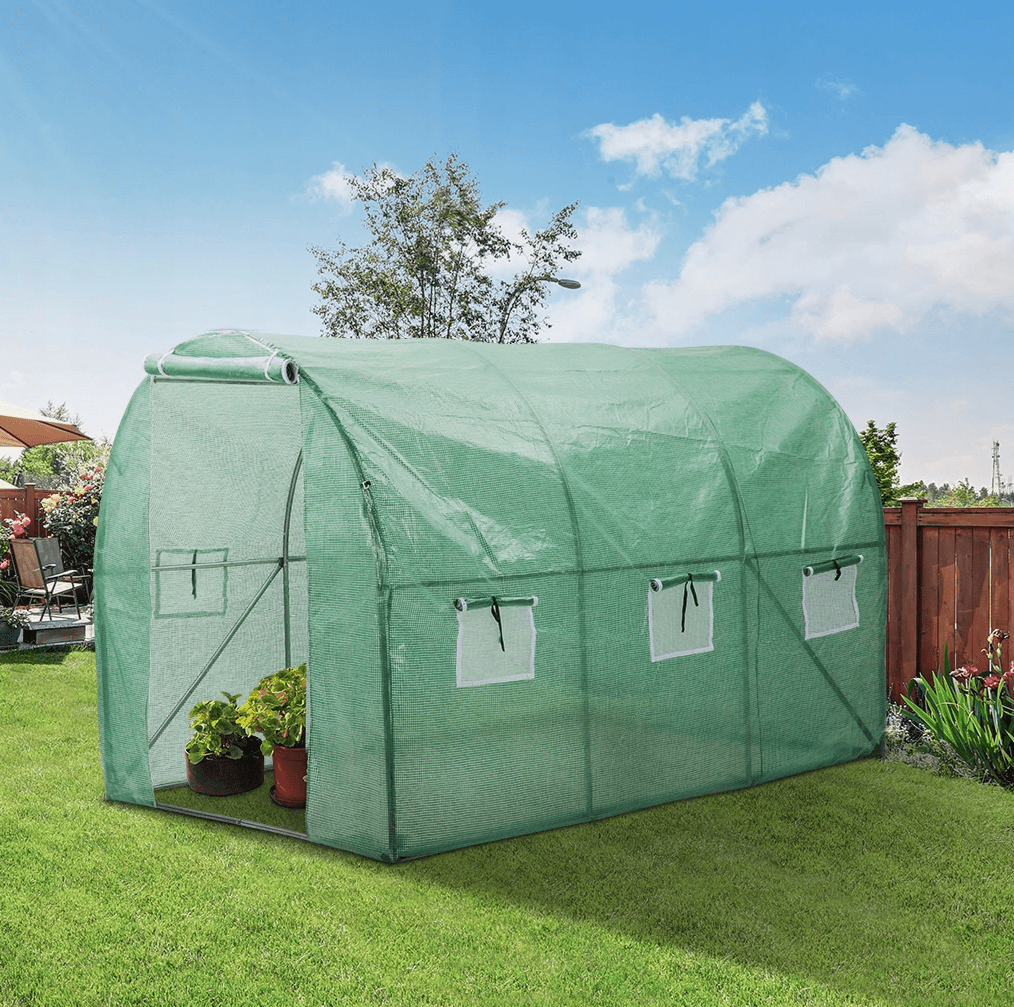 Odlingstält, växthustält höjd 2m, olika storlekar 6kvm-18kvm, med fönster, grön, Eco Garden (Storlek / yta : 3x6m)