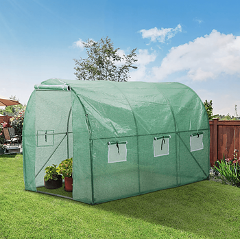 Odlingstält, växthustält höjd 2m, olika storlekar 6kvm-18kvm, med fönster, grön, Eco Garden (Storlek / yta : 2.5x4m)