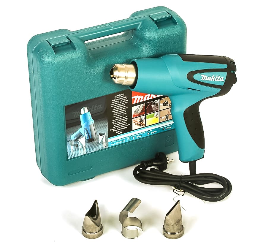 Varmluftspistol 1600W, komplett kit med väska och tillbehör, MAKITA HG5012K
