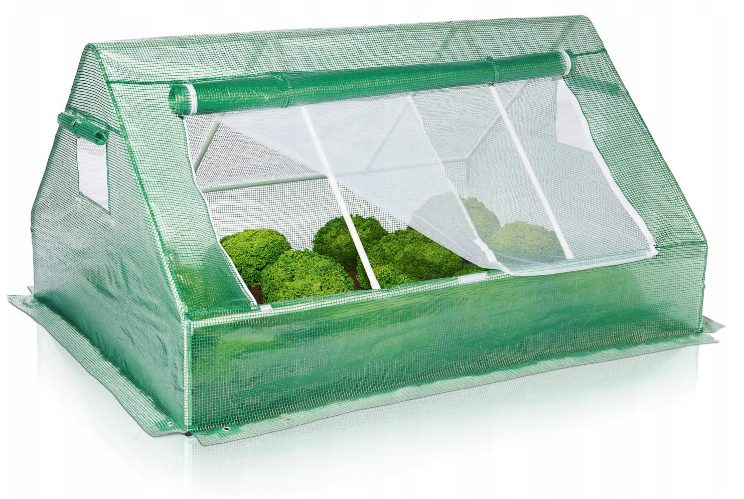 Plastväxthus, 180 x 140 x 94 cm låg odlingstält för utomhusbruk GardenLine, växthustält med transparent grön folie, fönster med nät
