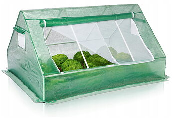 Plastväxthus, 180 x 140 x 94 cm låg odlingstält för utomhusbruk GardenLine, växthustält med transparent grön folie, fönster med nät