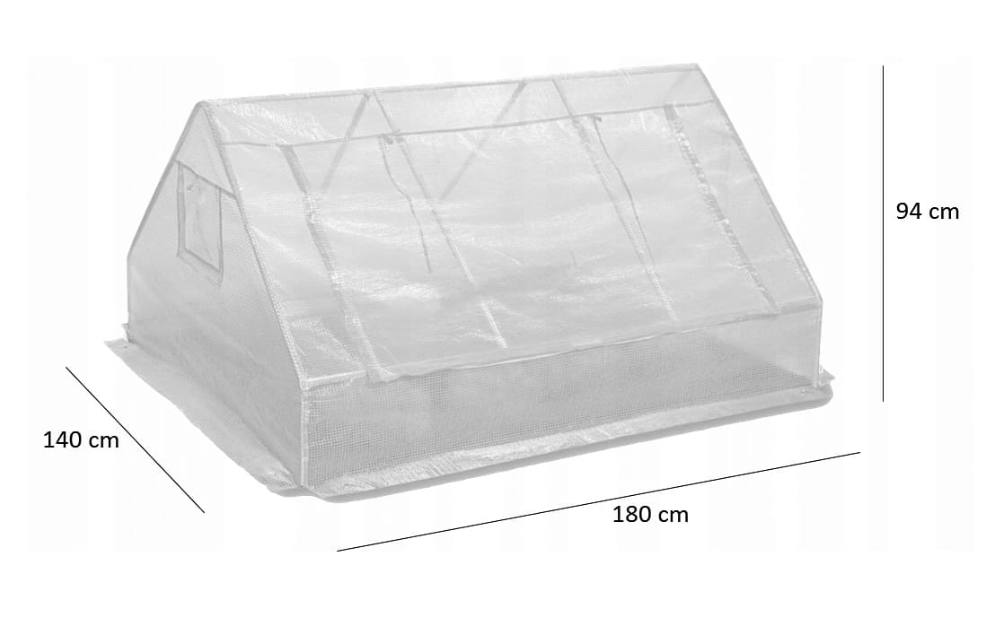 Plastväxthus, 180 x 140 x 94 cm låg odlingstält för utomhusbruk GardenLine, växthustält med transparent grön folie, fönster med nät - 3