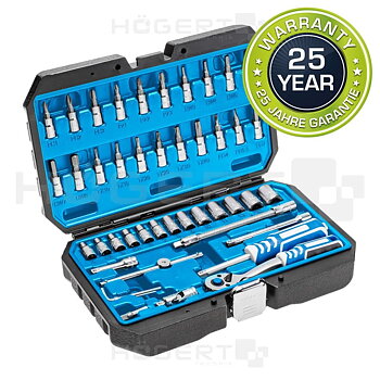 Högert Technik Bits, hylsor och tillbehör 1/4 sats med 46 delar, Högert