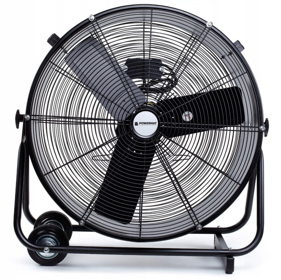 Kraftfull industrifläkt 61 cm (24) 220W, golvmodell med hjul, svart pulverlackad, 1300rpm, 12000 m3/h, Powermat REA - DEMO EX - 2