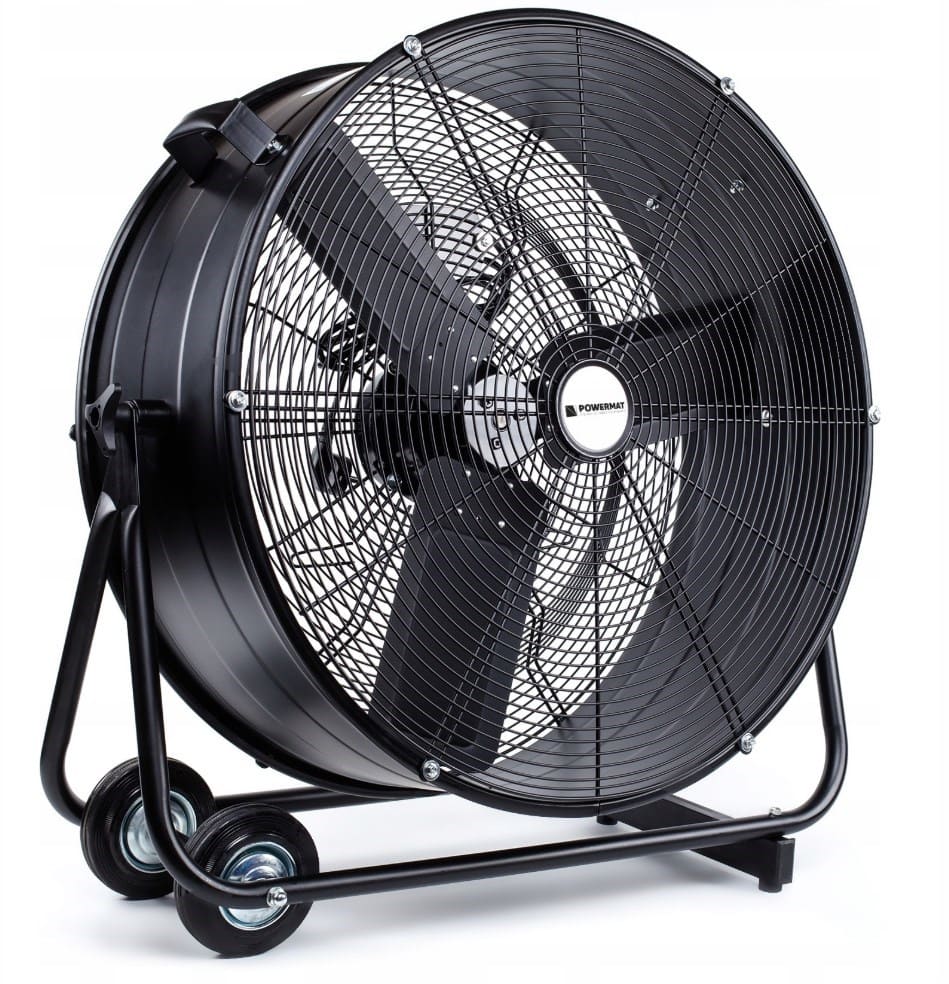 Kraftfull industrifläkt 61 cm (24) 220W, golvmodell med hjul, svart pulverlackad, 1300rpm, 12000 m3/h, Powermat REA - DEMO EX - 8