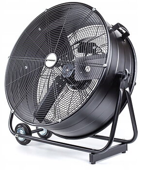 Kraftfull industrifläkt 61 cm (24) 220W, golvmodell med hjul, svart pulverlackad, 1300rpm, 12000 m3/h, Powermat REA - DEMO EX