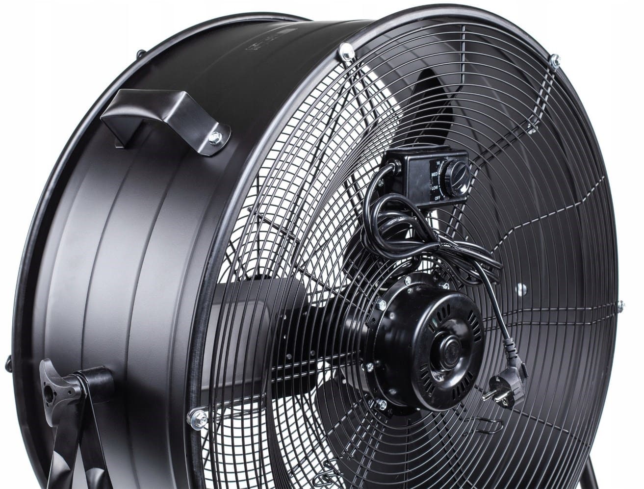 Kraftfull industrifläkt 61 cm (24) 220W, golvmodell med hjul, svart pulverlackad, 1300rpm, 12000 m3/h, Powermat REA - DEMO EX - 4