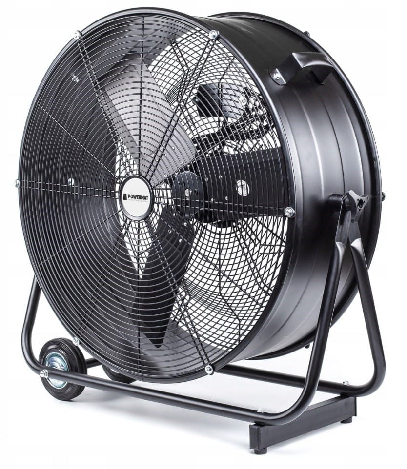 Kraftfull industrifläkt 61 cm (24) 220W, golvmodell med hjul, svart pulverlackad, 1300rpm, 12000 m3/h, Powermat REA - DEMO EX - 6