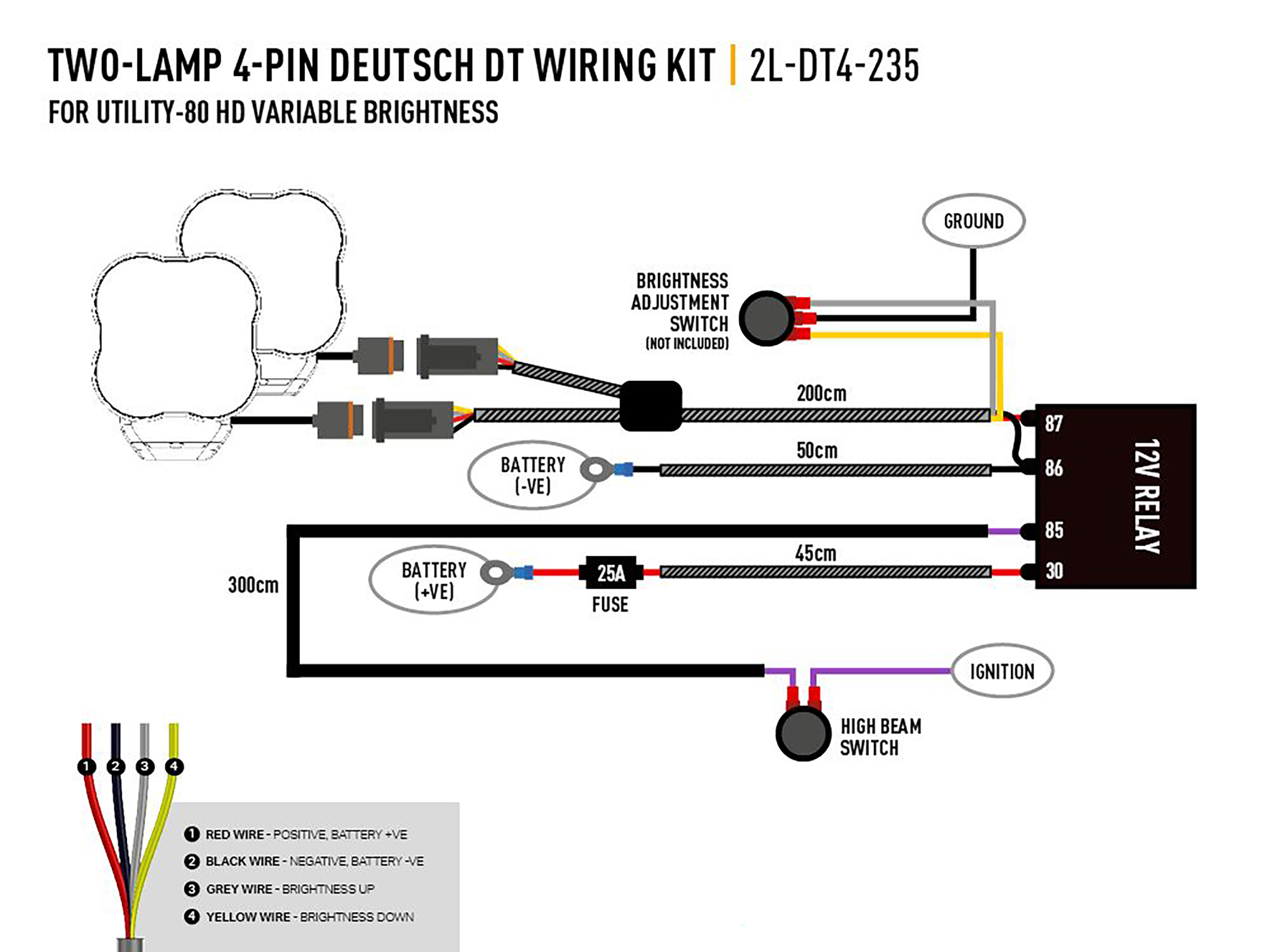 Lazer kabelsats 2st 4-pin DT styrning 2L-DT4-235 - 2