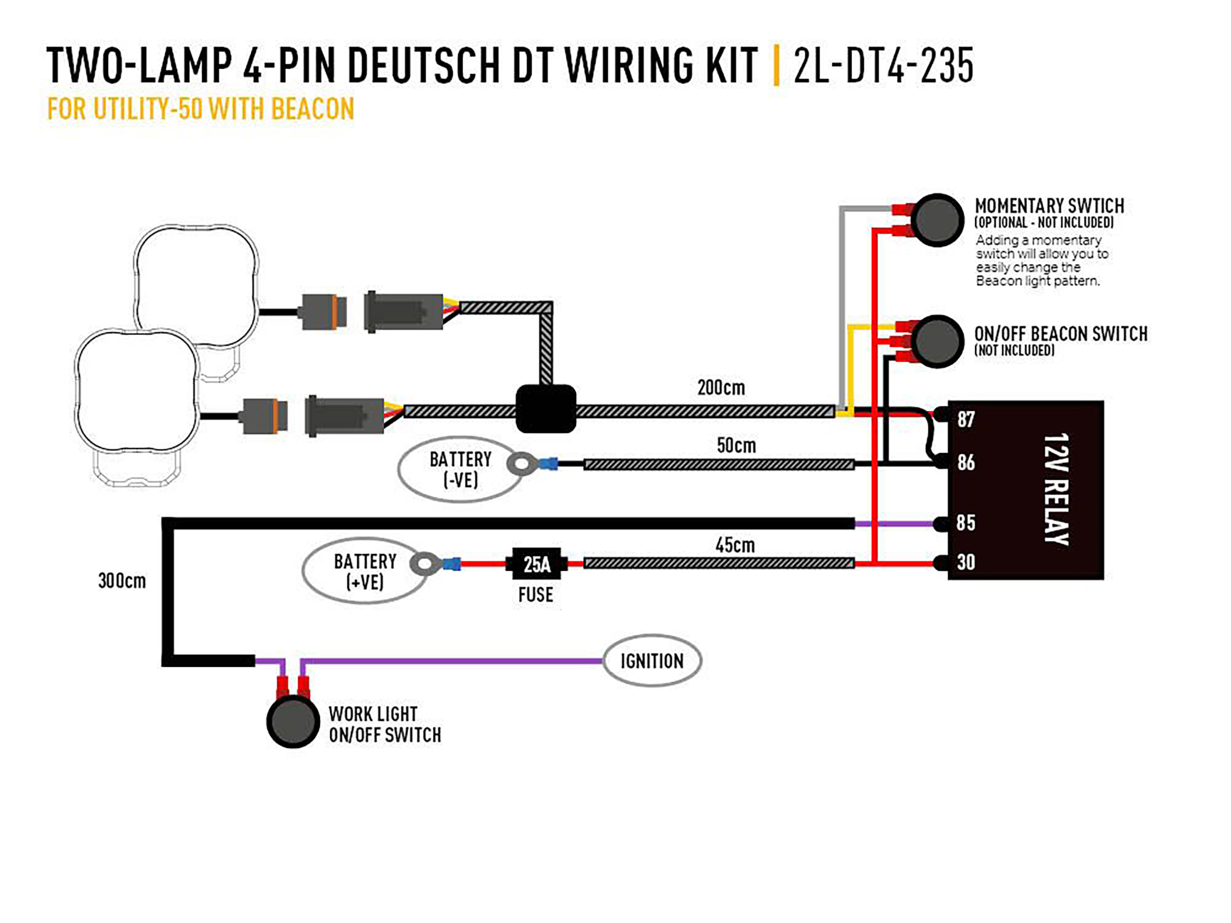 Lazer kabelsats 2st 4-pin DT styrning 2L-DT4-235
