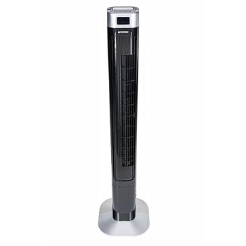 Tornfläkt, pelarfläkt 121 cm, tyst exklusiv stående fläkt, golvfläkt med fjärrkontroll, 90W, svart, Powermat Black Tower