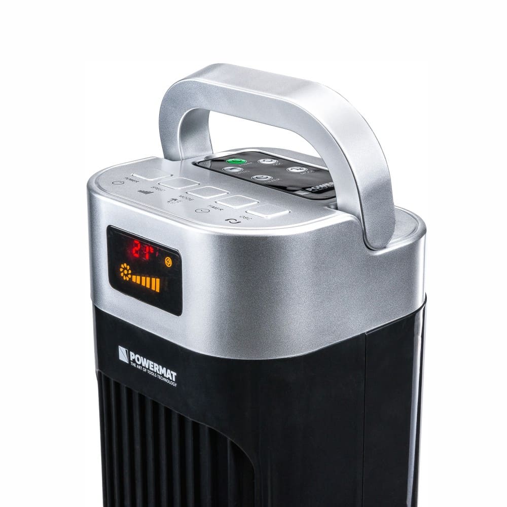 Tornfläkt, pelarfläkt 121 cm, tyst exklusiv stående fläkt, golvfläkt med fjärrkontroll, 90W, svart, Powermat Black Tower - 5