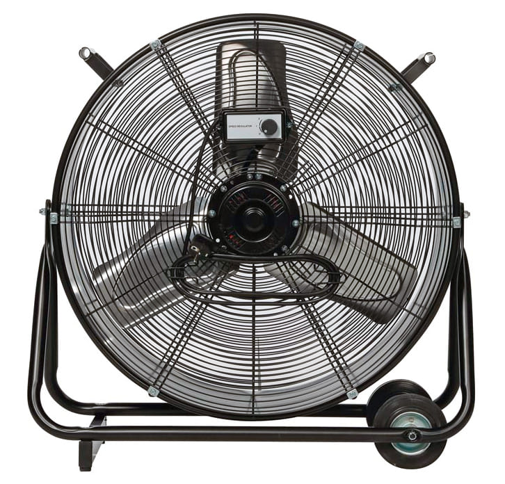 Kraftfull industrifläkt 60 cm (24) 330W, trumfläkt golvmodell med hjul, svart pulverlackad, 7128 m³/h, Perel - 4