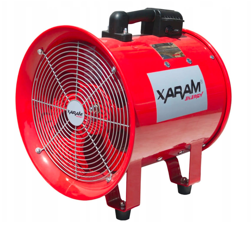 Stark byggfläkt, industrifläkt, orange pulverlackad, 500W 30 cm, 2800 RPM, 3900 m3/h, 385 Pa, Xaram