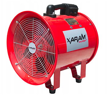 Stark byggfläkt, industrifläkt, orange pulverlackad, 500W 30 cm, 2800 RPM, 3900 m3/h, 385 Pa, Xaram