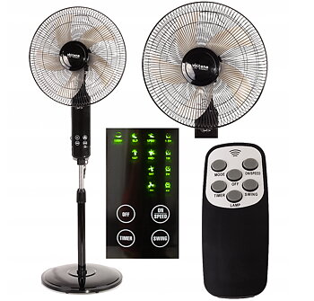 Övriga 3 Golvfläkt med fjärr, tyst och stabil, 3 hastigheter, teleskopfot, 39 cm 50W 125 cm hög Volteno