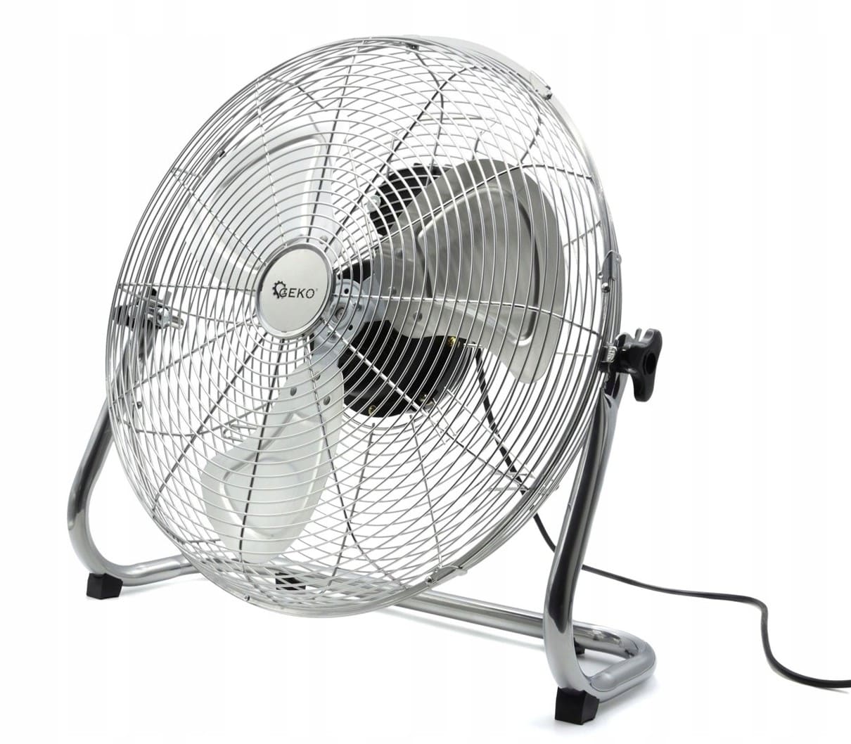 Stor kraftfull fläkt 135W, Golvfläkt, ganska tyst, kromad 50 cm (20) Gecko