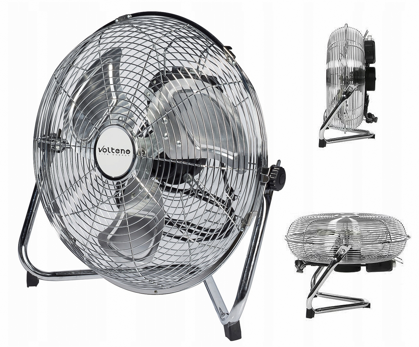 Stor kraftfull fläkt 135W, Golvfläkt, ganska tyst, kromad 50 cm (20) Gecko - 2