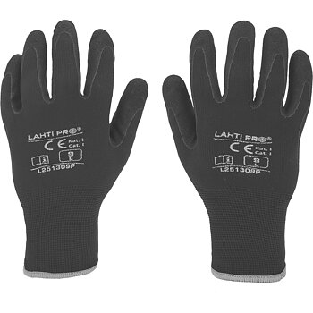LahtiPro Handskar, vadderade skyddshandskar, nitril, svarta, CE, LAHTI (Handskestorlek : 9 [L] Handlängd 19,2cm Omkrets 22,9cm)
