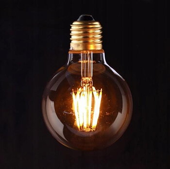 Vintage glödlampor LED E27 G95 kula 6W 560lm, 2500K varmt gulaktigt ljus, 4st