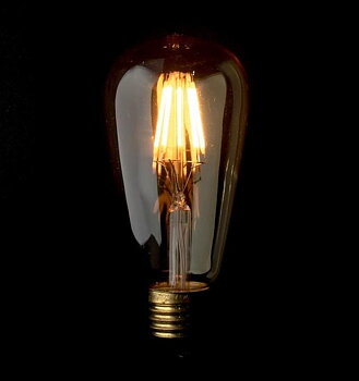 Vintage glödlampor LED E27 ST64 Edison 6W 540lm, 2500K varmt gulaktigt ljus, 4st