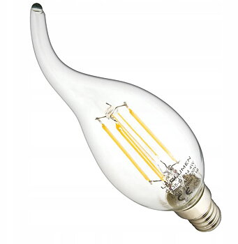 Vintage glödlampor LED E14 4W 470lm, i form av en eldlåga, 2700K varmt gulaktigt ljus, 4st