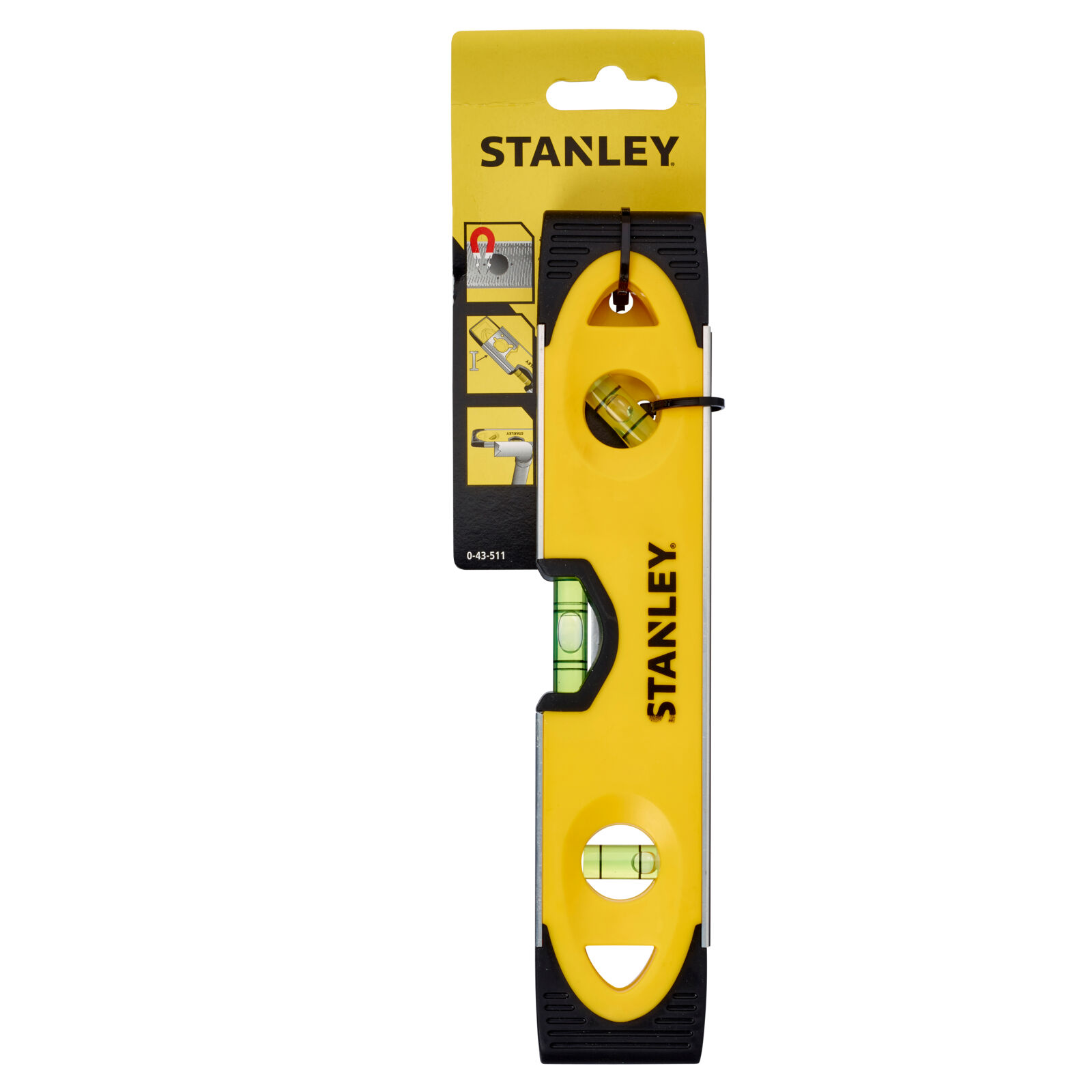 Vattenpass STANLEY TOPRPEDO SHOCKPROOF, magnetiskt, 3 libeller, slagtålig - 2