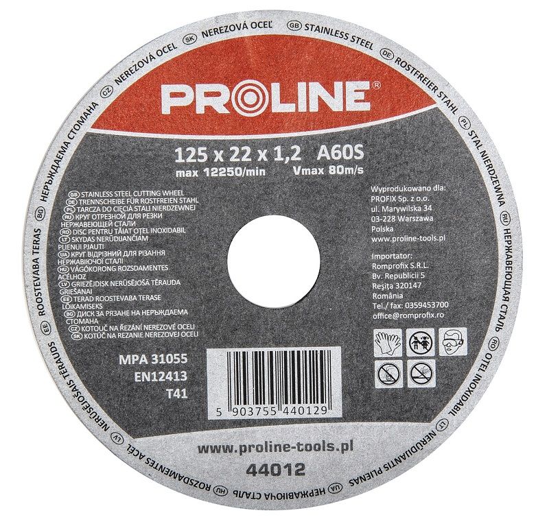 PROLINE TOOLS Skärskiva för Rostfritt Stål T41230 x 2.0 x 22 A36S, Proline