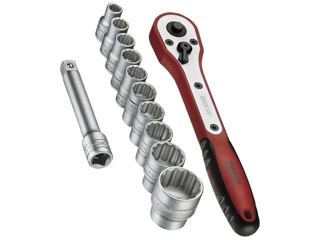 Hylsnyckelsats med spärrskaft 1/413 delar 4-13 mm, TENG Tools