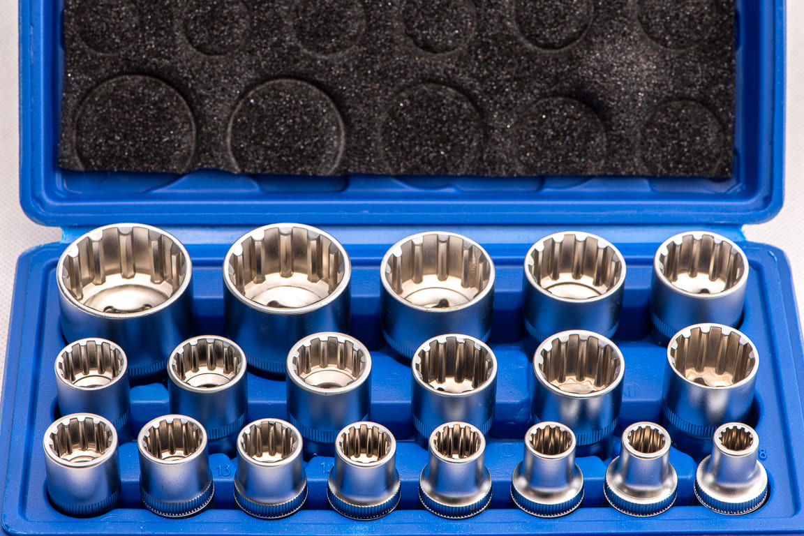 Hylssats spline 1/212-kant 8-32 mm, 19 delar - 2