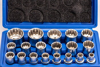 Hylssats spline 1/212-kant 8-32 mm, 19 delar