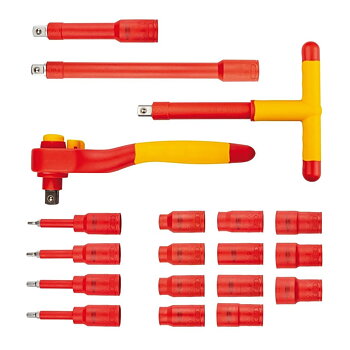 Neo Tools Hylssats 1/21000V 10-21 mm, sats 19 delar inkl. sexkantsnycklar, spärrskaft, T-handtag m.m. TENG Tools