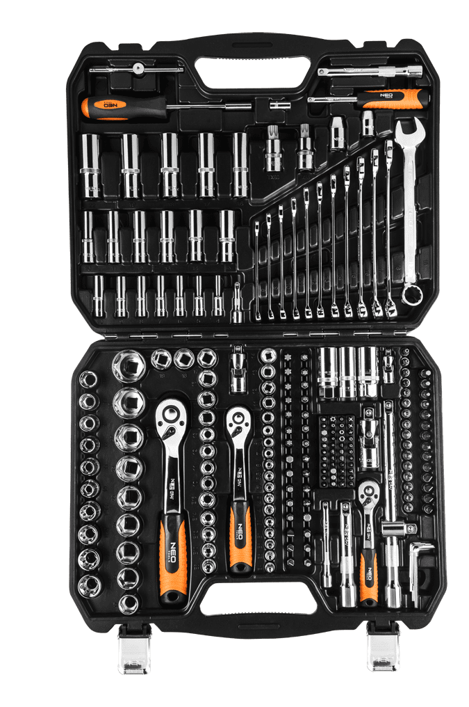 Hylsnyckelsats 219 delar 1/4, 3/8, 1/2 CrV, hylsor, spärrhandtag, blocknycklar, bits m.m. NEO Tools - 2