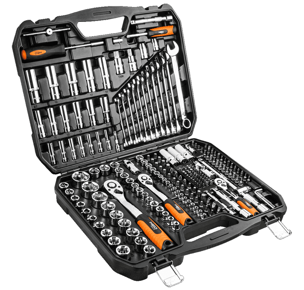 Hylsnyckelsats 219 delar 1/4, 3/8, 1/2 CrV, hylsor, spärrhandtag, blocknycklar, bits m.m. NEO Tools