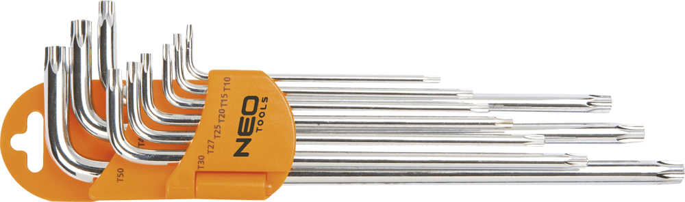 Insexnycklar TORX magnetiska, l-nycklar, sats 9 st. T10 - T50, S2, NEO Tools