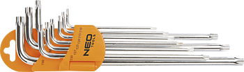 Insexnycklar TORX magnetiska, l-nycklar, sats 9 st. T10 - T50, S2, NEO Tools