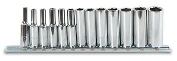 Långa Hylsor Sexkant 1/44-14 mm Förkromade, Sats 13st, BETA Tools
