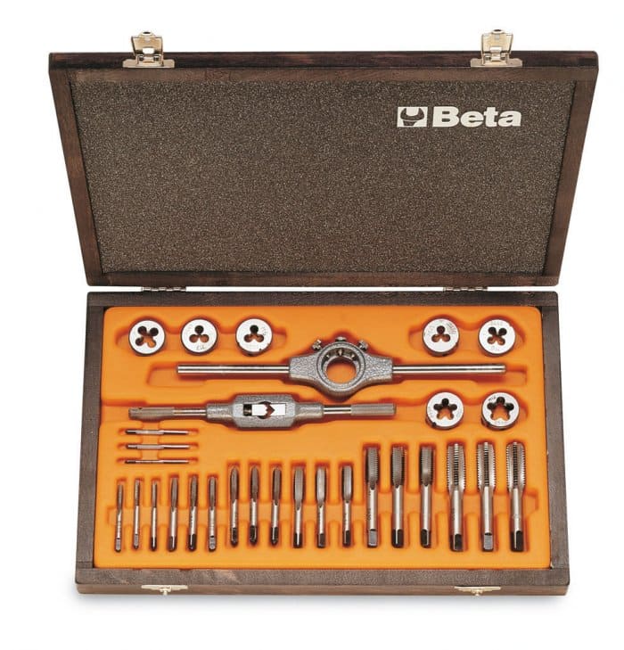 Gängsats M3 x 0, 5–M12 x 1, 75 mm, Gängtappar, Gängsnitt, Svängjärn, CrV Stål, Metrisk, Träbox, BETA Tools