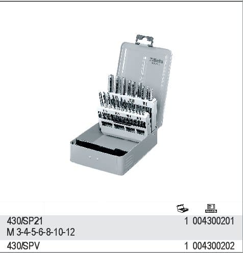 Sats med Gängtappar 21 Delar M3-M12, Kromad Stål Metallask, BETA Tools - 3