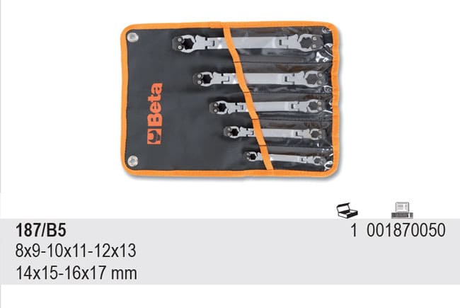 BETA TOOLS Ledad Ringnyckelsats Öppningsbar, 5 Delar 8–17 mm, BETA - 4