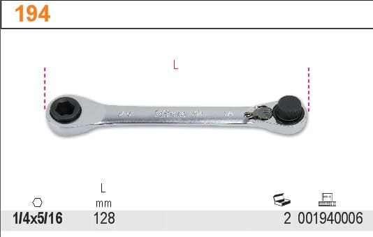 BETA TOOLS Spärrnyckel för Bits 1/4 x 5/16 med Omkopplare, BETA - 2
